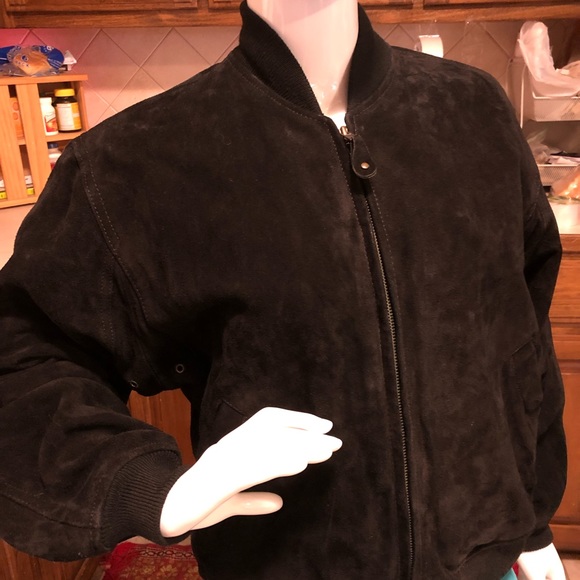 Banana Republic Other - Banana Republic Black Suede Leather Bomber Jacket
